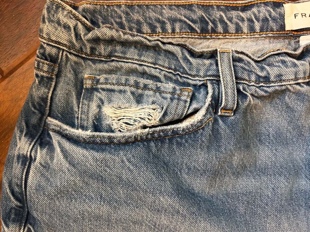 FRAME Le Slouch Mid-Rise Straight Leg Jeans Biodegradable Denim 34 - Picture 5 of 14